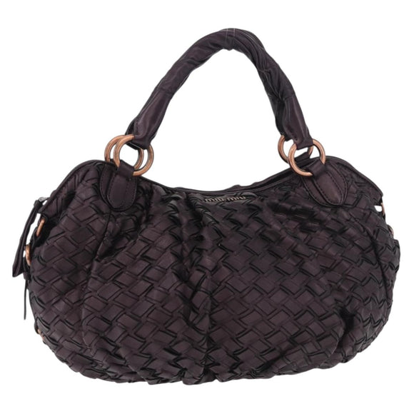 Miu Miu Hand Bag Leather Purple Auth 185647M