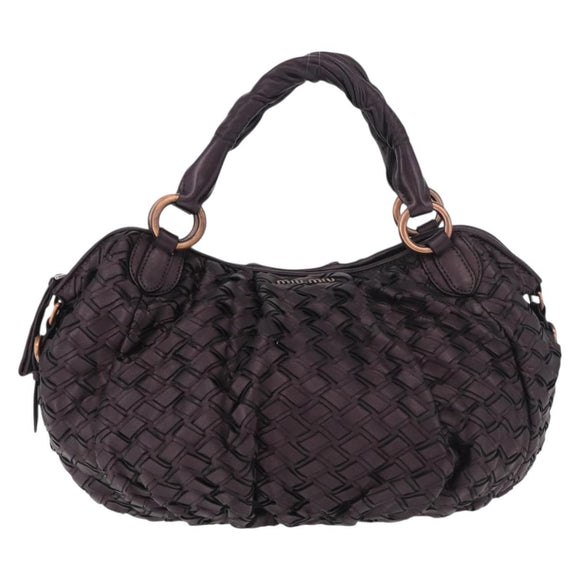Miu Miu Hand Bag Leather Purple Auth 185647M