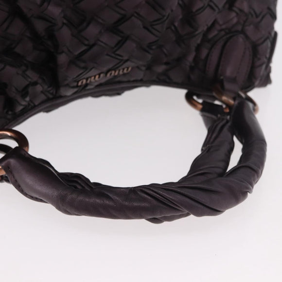 Miu Miu Hand Bag Leather Purple Auth 185647M