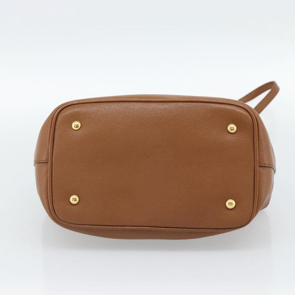 Miu Miu Hand Bag Leather 2way Brown Gold Auth 185649V