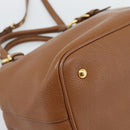 Miu Miu Hand Bag Leather 2way Brown Gold Auth 185649V-13