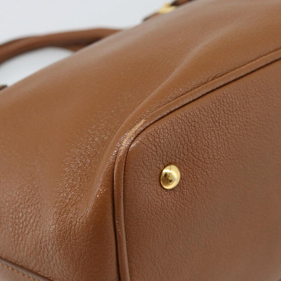 Miu Miu Hand Bag Leather 2way Brown Gold Auth 185649V