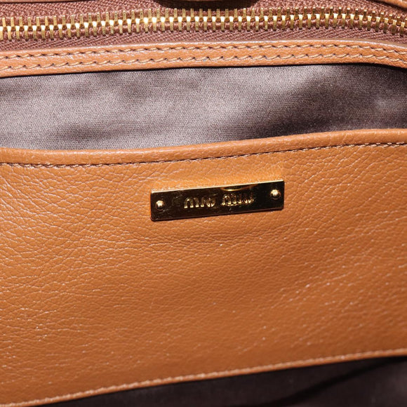 Miu Miu Hand Bag Leather 2way Brown Gold Auth 185649V