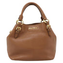 Miu Miu Hand Bag Leather 2way Brown Gold Auth 185649V-2