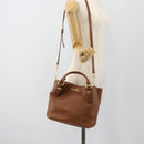 Miu Miu Hand Bag Leather 2way Brown Gold Auth 185649V-24