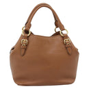 Miu Miu Hand Bag Leather 2way Brown Gold Auth 185649V-3