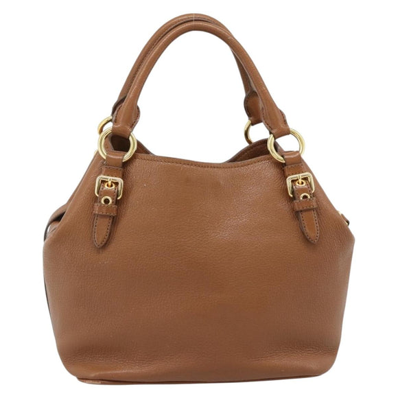 Miu Miu Handtas Leer 2-weg Bruin Goud Auth 185649V