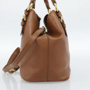 Miu Miu Hand Bag Leather 2way Brown Gold Auth 185649V-5