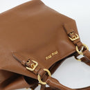 Miu Miu Hand Bag Leather 2way Brown Gold Auth 185649V-6