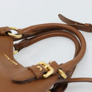 Miu Miu Hand Bag Leather 2way Brown Gold Auth 185649V-8