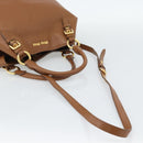 Miu Miu Hand Bag Leather 2way Brown Gold Auth 185649V-9