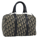 Christian Dior Trotter Canvas Boston Bag Navy Silver Auth 185650-1