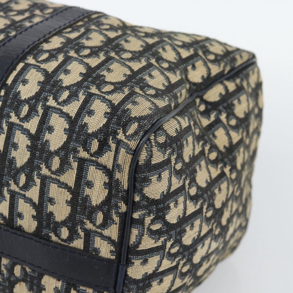 Christian Dior Trotter Canvas Boston Bag Navy Silver Auth 185650