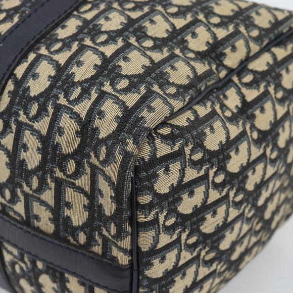 Christian Dior Trotter Canvas Boston Bag Navy Silver Auth 185650