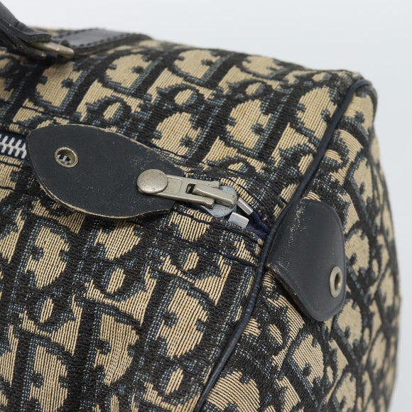Christian Dior Trotter Canvas Boston Bag Navy Silver Auth 185650