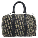 Christian Dior Trotter Canvas Boston Bag Navy Silver Auth 185650-13
