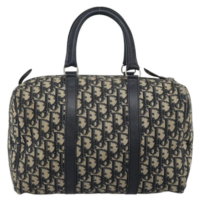 Christian Dior Trotter Canvas Boston Bag Navy Silver Auth 185650 - 0