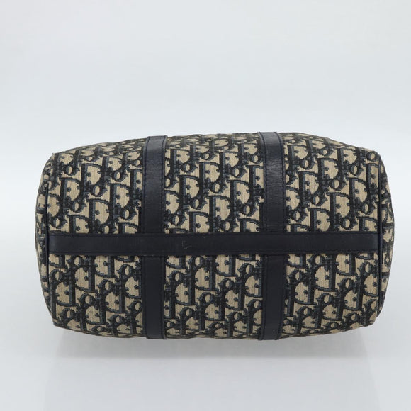Christian Dior Trotter Canvas Boston Bag Navy Silver Auth 185650