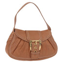 CELINE Shoulder Bag Leather Brown Gold Auth 185651V-1