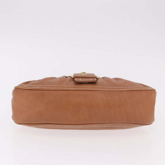 CELINE Schultertasche Leder Braun Gold Auth 185651V