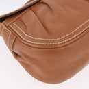 CELINE Shoulder Bag Leather Brown Gold Auth 185651V-15