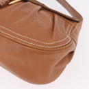 CELINE Shoulder Bag Leather Brown Gold Auth 185651V-16