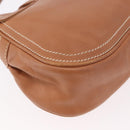 CELINE Shoulder Bag Leather Brown Gold Auth 185651V-17