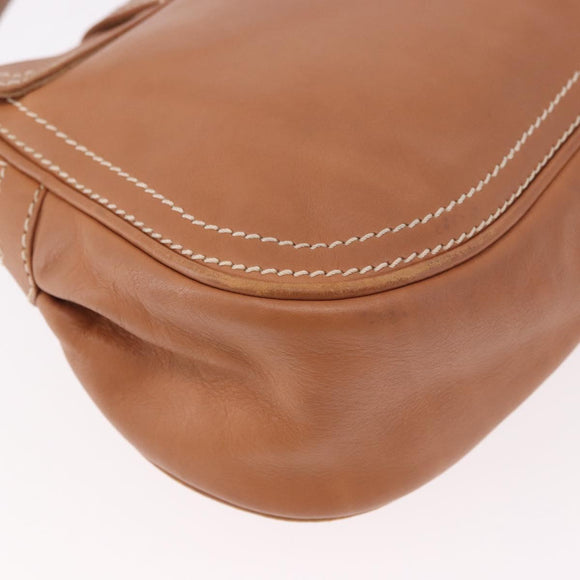 CELINE Schultertasche Leder Braun Gold Auth 185651V
