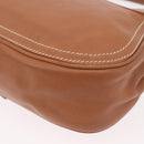 CELINE Shoulder Bag Leather Brown Gold Auth 185651V-18