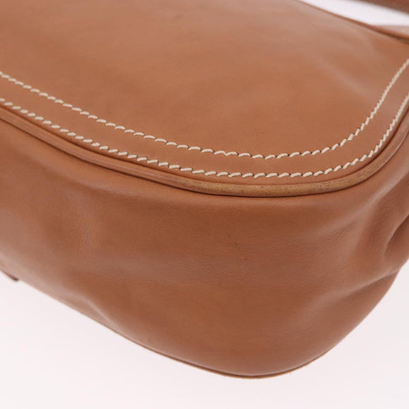 CELINE Shoulder Bag Leather Brown Gold Auth 185651V