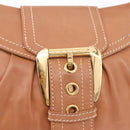 CELINE Shoulder Bag Leather Brown Gold Auth 185651V-19