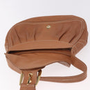 CELINE Shoulder Bag Leather Brown Gold Auth 185651V-9