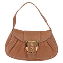 CELINE Shoulder Bag Leather Brown Gold Auth 185651V-13