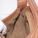 CELINE Shoulder Bag Leather Brown Gold Auth 185651V-22