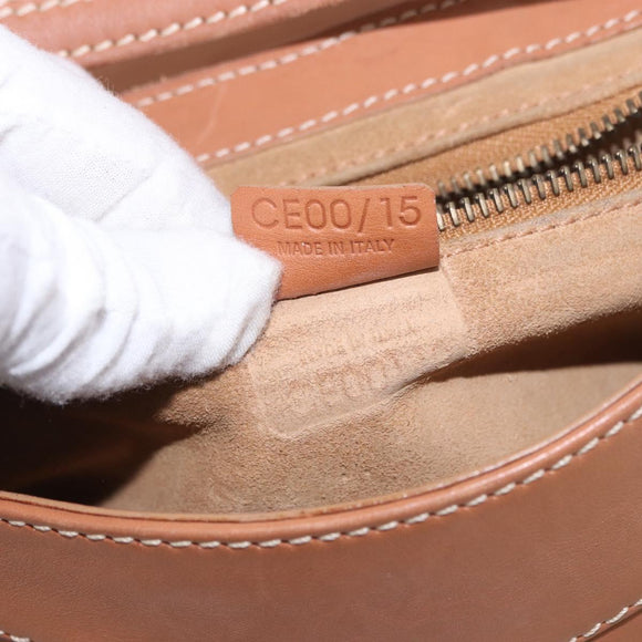 CELINE Schultertasche Leder Braun Gold Auth 185651V