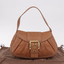 CELINE Shoulder Bag Leather Brown Gold Auth 185651V-12