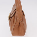 CELINE Shoulder Bag Leather Brown Gold Auth 185651V-3