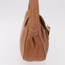 CELINE Shoulder Bag Leather Brown Gold Auth 185651V-4