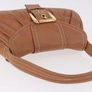 CELINE Shoulder Bag Leather Brown Gold Auth 185651V-6