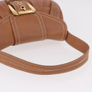 CELINE Shoulder Bag Leather Brown Gold Auth 185651V-7