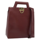 Salvatore Ferragamo Gancini Hand Bag Leather 2way Bordeaux Gold Auth 185652A-1