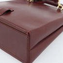 Salvatore Ferragamo Gancini Hand Bag Leather 2way Bordeaux Gold Auth 185652A-17