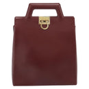 Salvatore Ferragamo Gancini Hand Bag Leather 2way Bordeaux Gold Auth 185652A-13