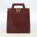 Salvatore Ferragamo Gancini Hand Bag Leather 2way Bordeaux Gold Auth 185652A-12