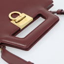 Salvatore Ferragamo Gancini Hand Bag Leather 2way Bordeaux Gold Auth 185652A-7