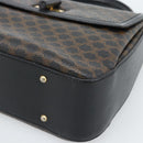 CELINE Macadam Canvas Circle Hand Bag PVC Leather Black Gold Auth 185653A-10