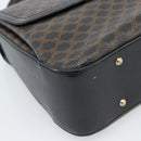 CELINE Macadam Canvas Circle Hand Bag PVC Leather Black Gold Auth 185653A-11