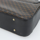 CELINE Macadam Canvas Circle Hand Bag PVC Leather Black Gold Auth 185653A-12