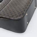 CELINE Macadam Canvas Circle Hand Bag PVC Leather Black Gold Auth 185653A-13