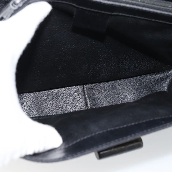 CELINE Macadam Canvas Circle Hand Bag PVC Leather Black Gold Auth 185653A